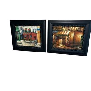 Set 2 Vintage Framed Oil Paintings Signed La Pierre